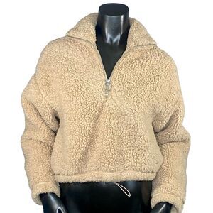Hollister Half Zip Sherpa Pullover Women's Size XS Oversized with Pockets